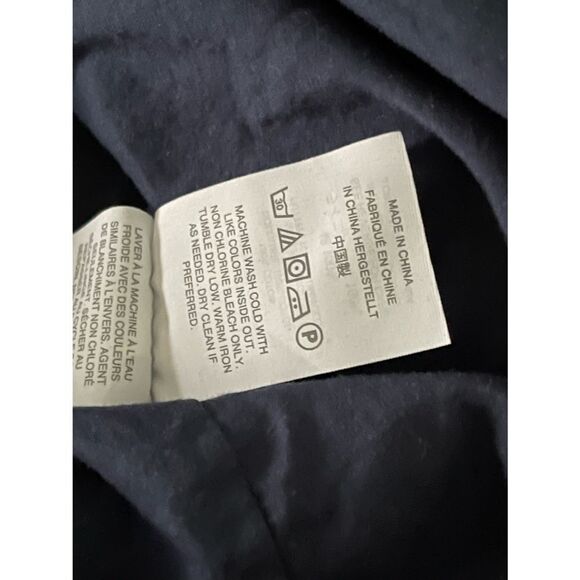 𝅺J. Crew Off Shoulder Short Ruffle Sleeve Blouse Navy White‎ Size 2 Tall - Picture 6 of 6